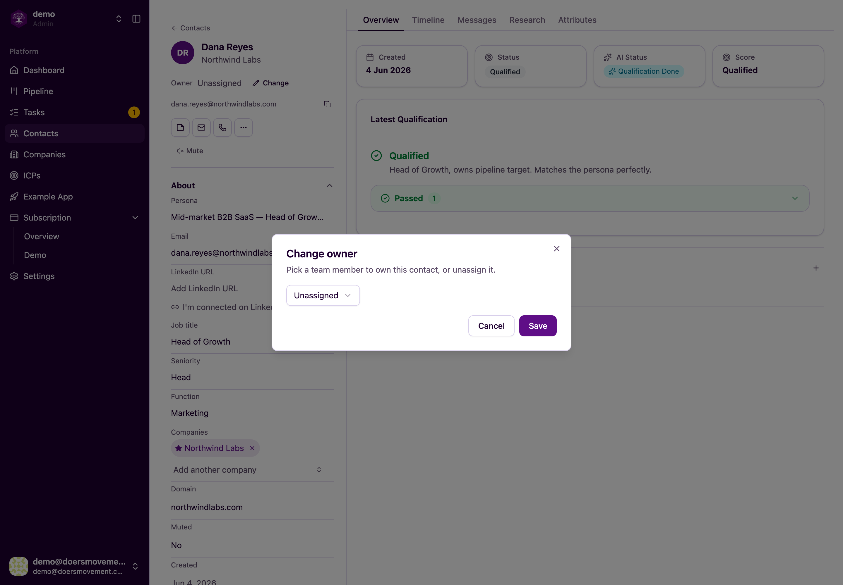 Assigning an owner